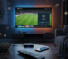 Interface ESIPTV Pro 2026 sur Smart TV affichant un match de football en 4K avec boîtier de streaming et télécommande.